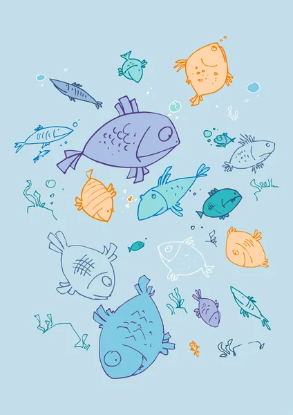 Cartoon fishes — Stock Vector