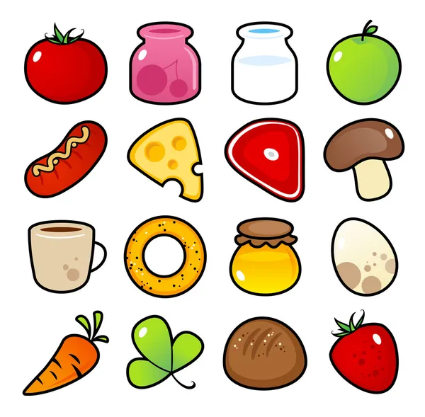 Icons with food meals. — Stock Vector