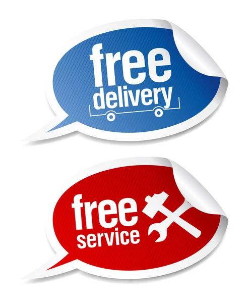 Free delivery, free service stickers. — Stock Vector