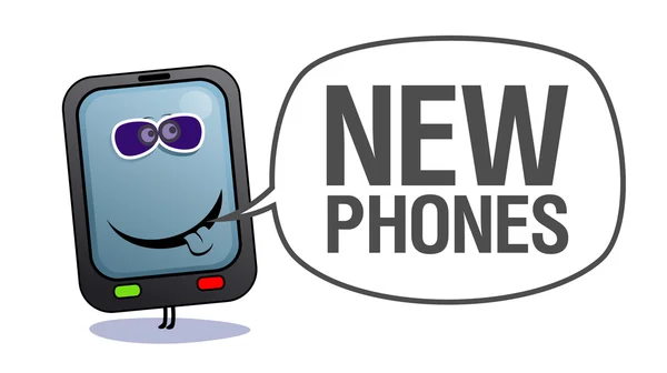 Mobiele telefoon, nieuwe telefoons. — Stockvector