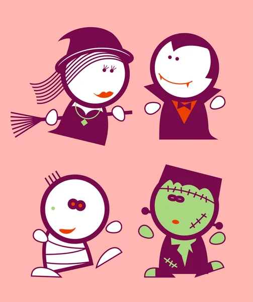 Halloween funny peoples. — Stock Vector