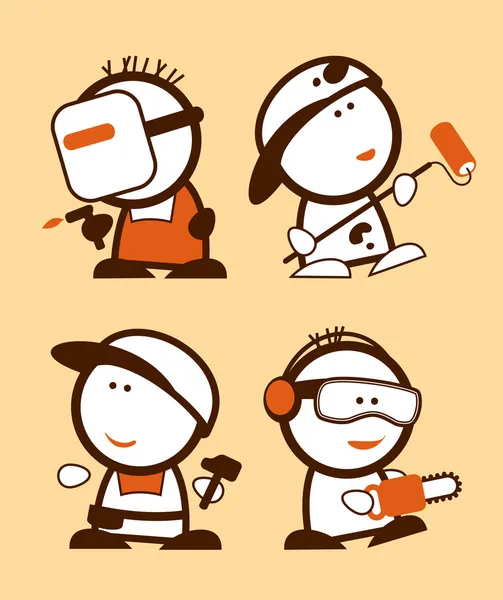 Construction professions funny peoples. — Stock Vector