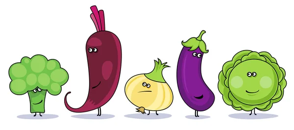 Symboles drôles de légumes de dessin animé . — Image vectorielle