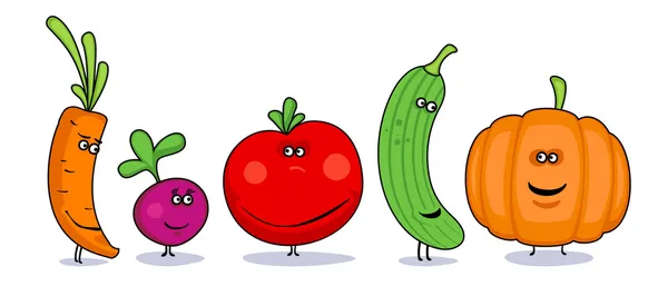 Lustige Cartoon-Gemüse-Symbole. — Stockvektor