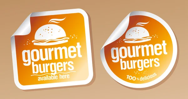 Burgers gourmet adesivos . — Vetor de Stock