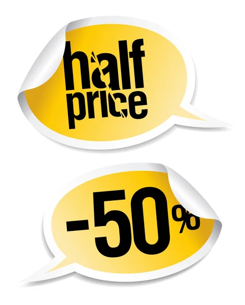 Half price sale stickers. — Stock Vector