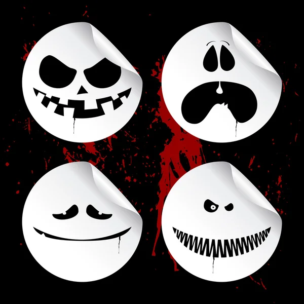 Monster smileys, halloween stickers. — Stock Vector