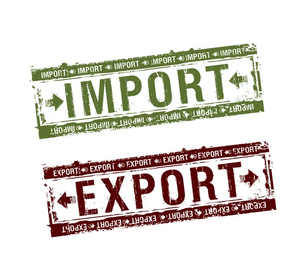 Importera och exportera frimärken — Stock vektor