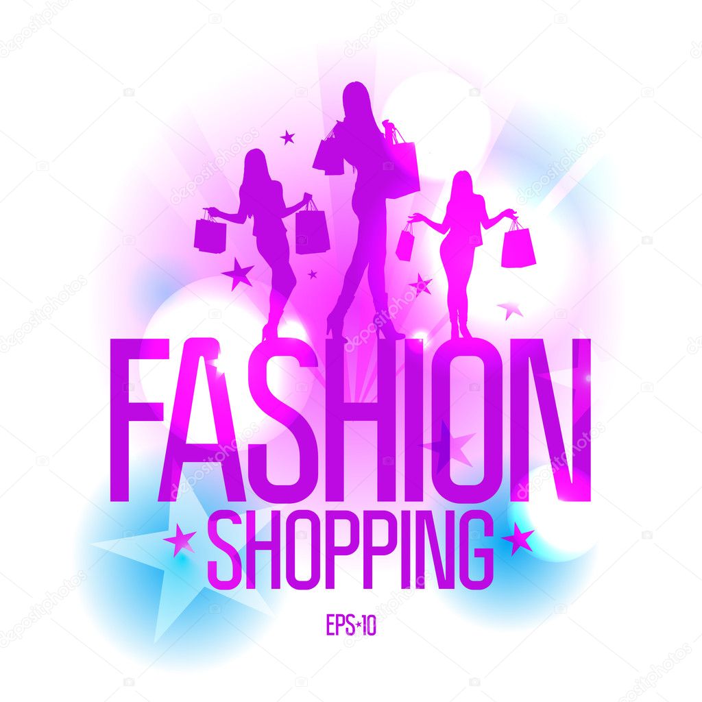 Fashion shopping design template with fashion girls.