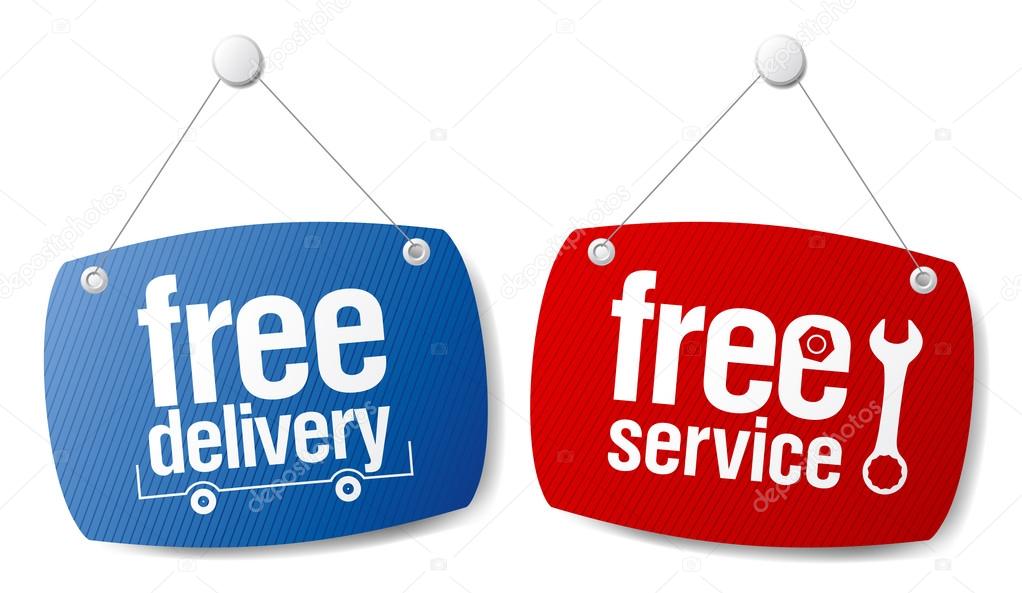 Free delivery signs.