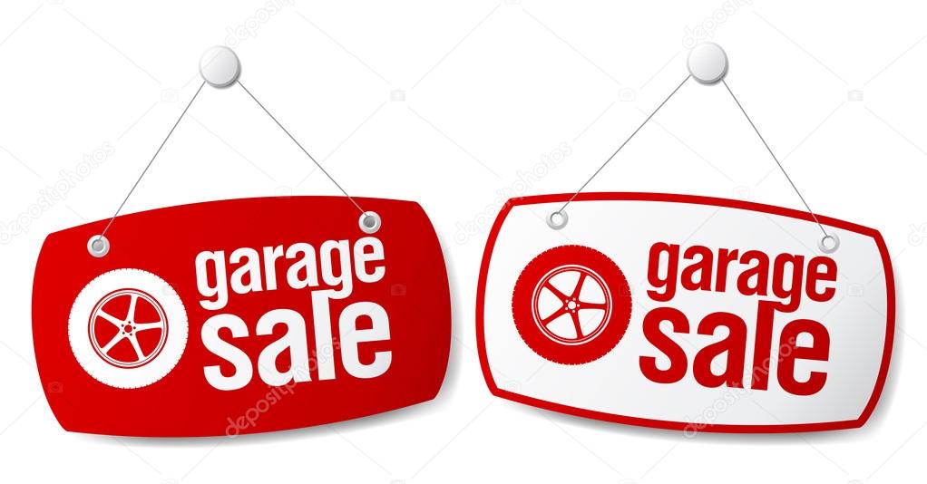 Garage for sale signs.