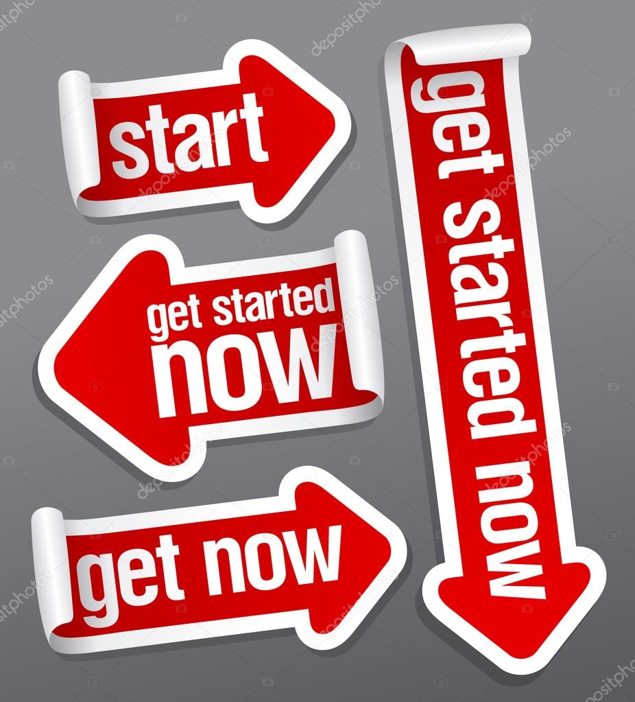 Get started now stickers.