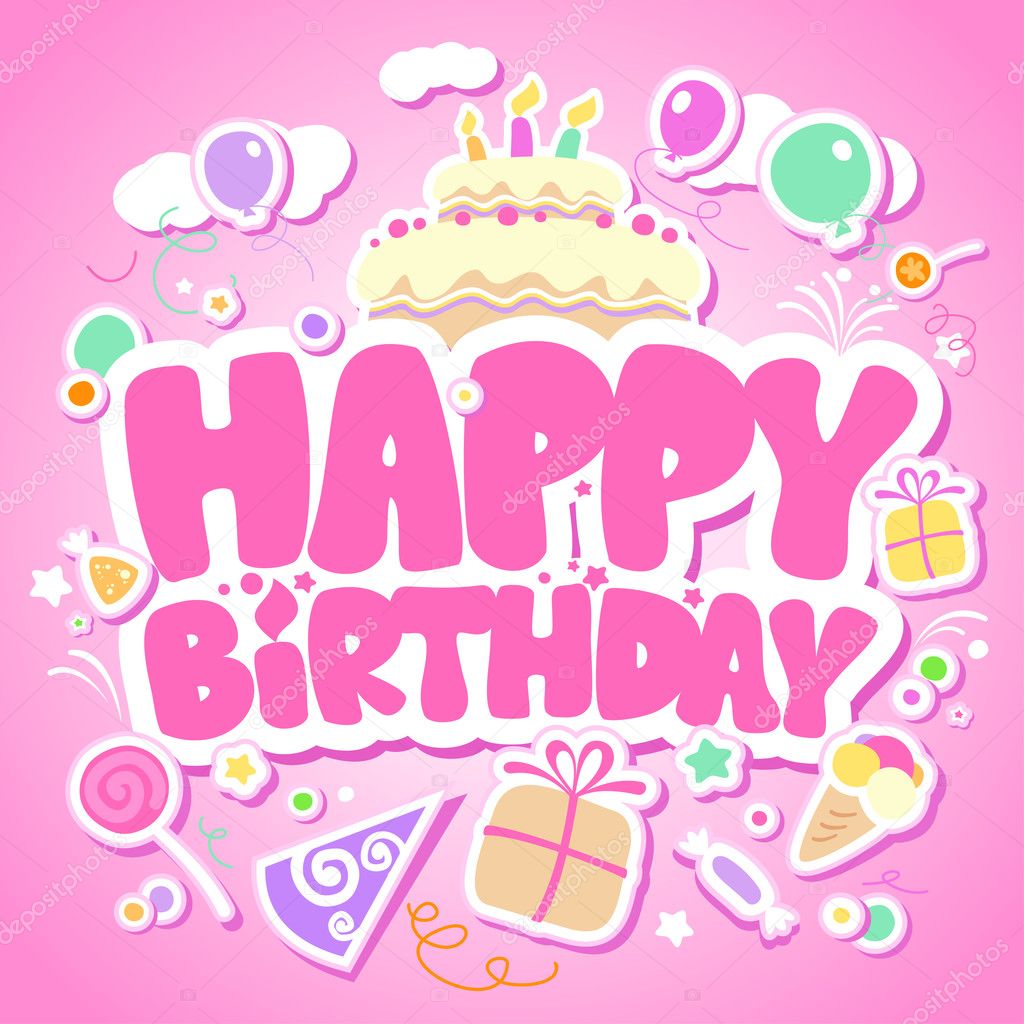 Happy Birthday pink card.