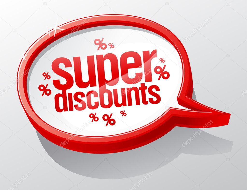 Super discounts speech bubble.