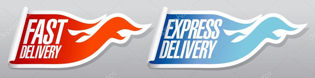 Express delivery stickers set.
