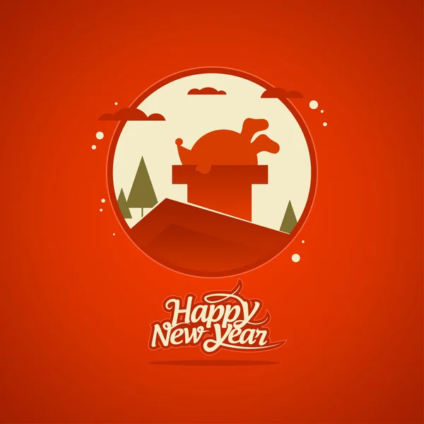 Tarjeta de Año Nuevo con Santa . — Vector de stock