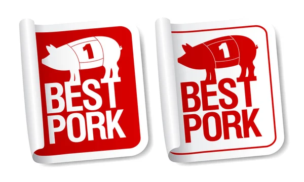 Pork meat stickers. — Stock Vector