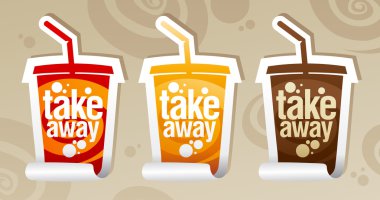 Take away drinks stickers. clipart