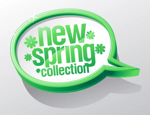 Nieuwe lente collectie tekstballon. — Stockvector