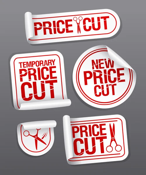 Price cut sale stickers. — Stock Vector