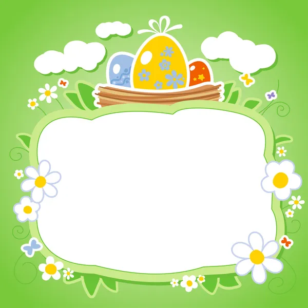 Carte de Pâques avec cadre pour photo . — Image vectorielle