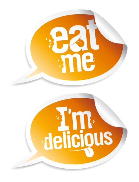Delicious food stickers — Stock Vector