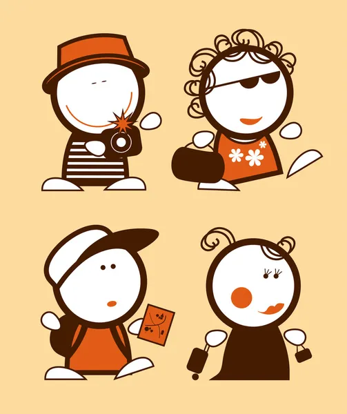 Tourist funny peoples. — Stock Vector