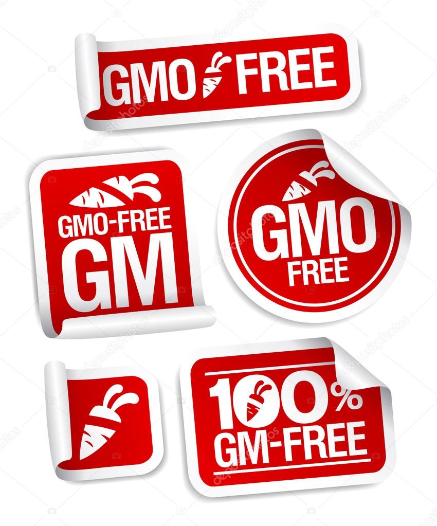 GMO free stickers.
