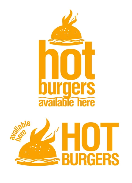 Hot burger tersedia di sini tanda-tanda . - Stok Vektor