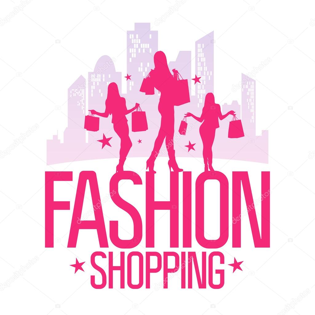 Fashion shopping design template with fashion girls.