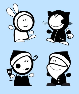 Yeni yıl komik simgeler.