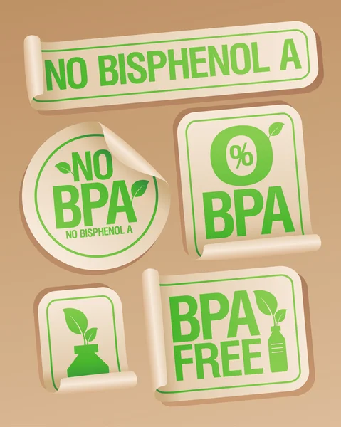 Etiquetas engomadas de productos libres de bisfenol A . — Vector de stock