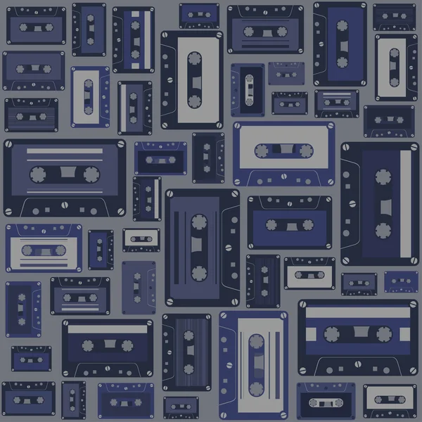 Cassette tape naadloze patroon. — Stockvector