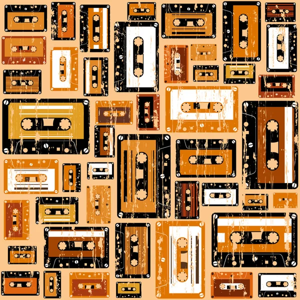 Cassette tape seamless pattern. — Stock Vector