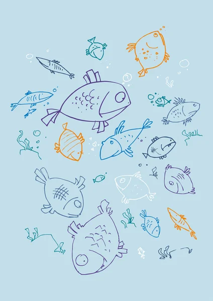 Poissons de dessins animés — Image vectorielle