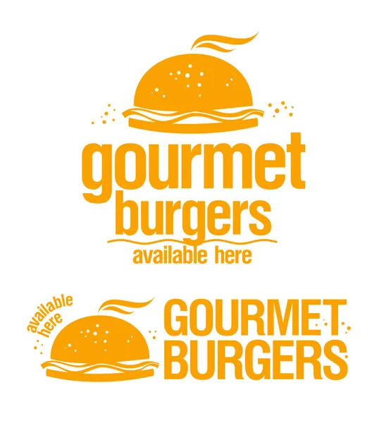 Hamburguesas gourmet disponibles aquí signos . — Vector de stock