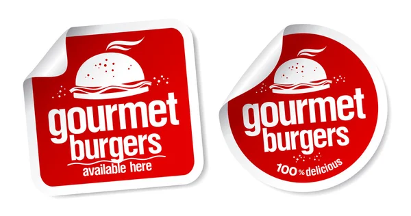 Gurme Burger çıkartmaları. — Stok Vektör