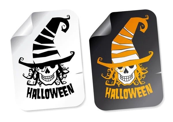 Pegatina de Halloween con bruja — Vector de stock