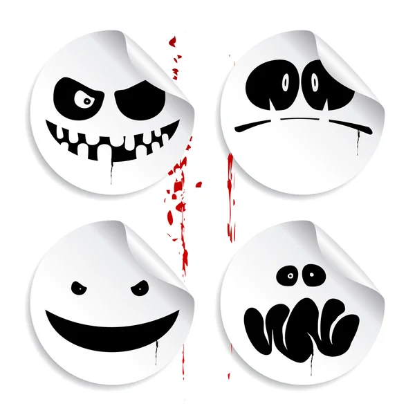 Monster smileys, halloween stickers. — Stock Vector