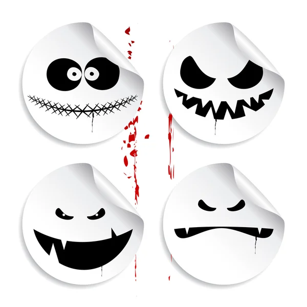 Monster smileys, halloween stickers. — Stock Vector