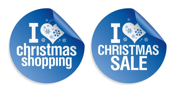Kerstmis winkelen stickers. — Stockvector