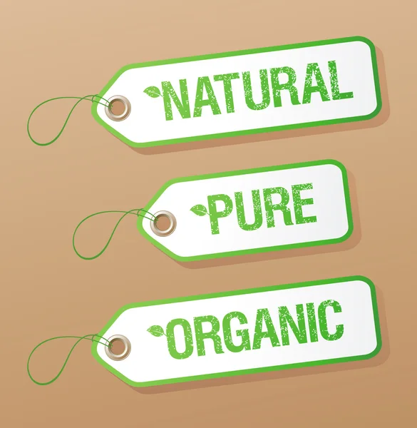 Natuurlijke, pure, organische etiketten. — Stockvector