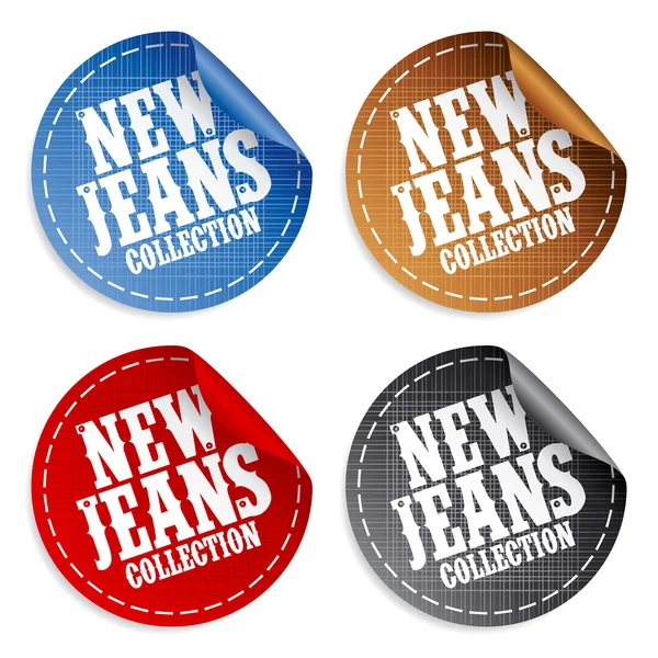 Jeans collectie stickers — Stockvector