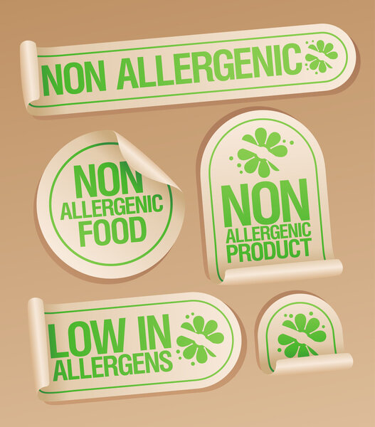 Non allergenic products stickers.