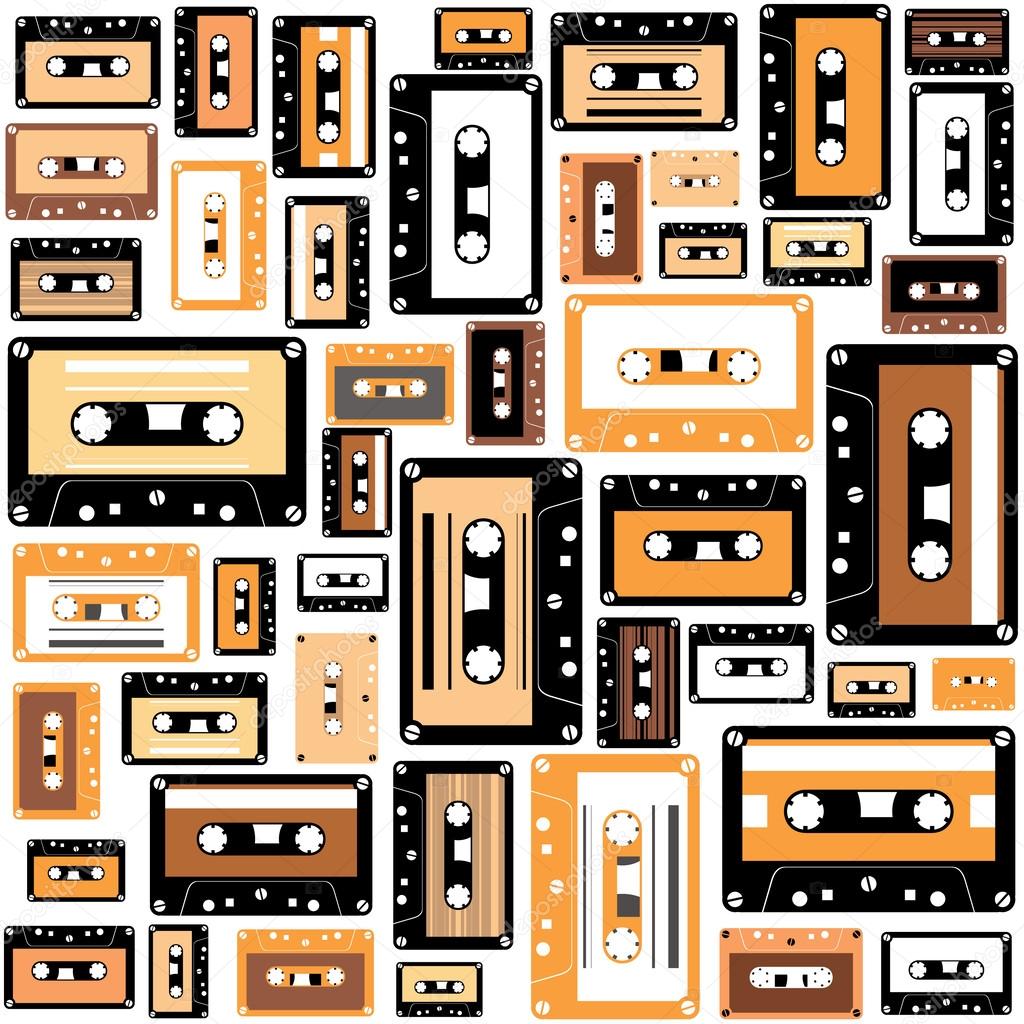 Cassette tape seamless pattern.