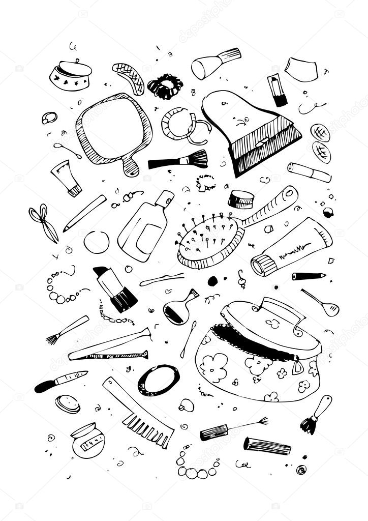 beauty and cosmetics products illustration
