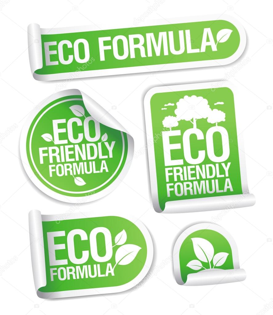 Eco Friendly Formula stickers.
