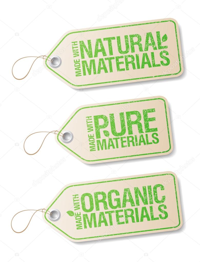 Made with Natural Pure Materials labels.