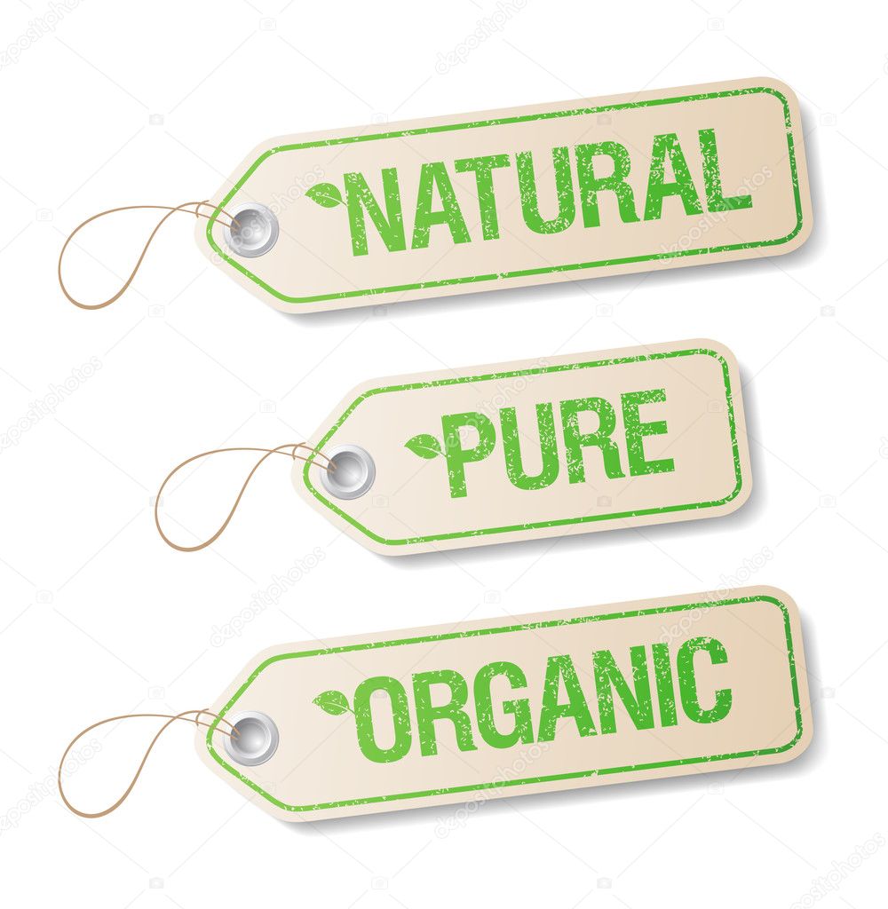 Natural, Pure, Organic labels.