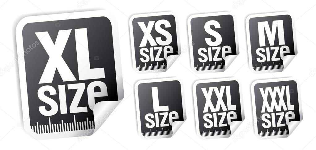 size clothing stickers